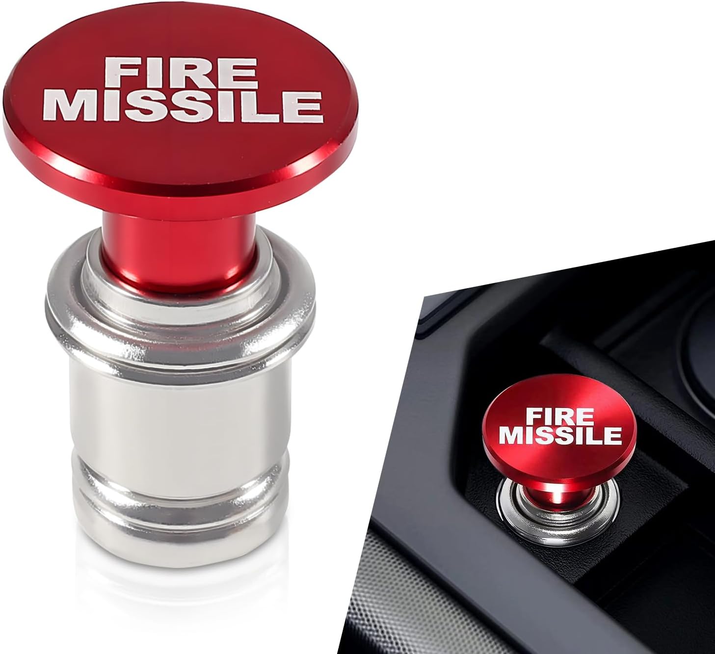 1 PC Car Cigarette Lighter, 1.77" x 1.25" Aluminum Alloy Cigarette Lighter Plug, Cigarette Lighter with Special Letter Pattern, Universal for Most Cars, Trucks (Red)