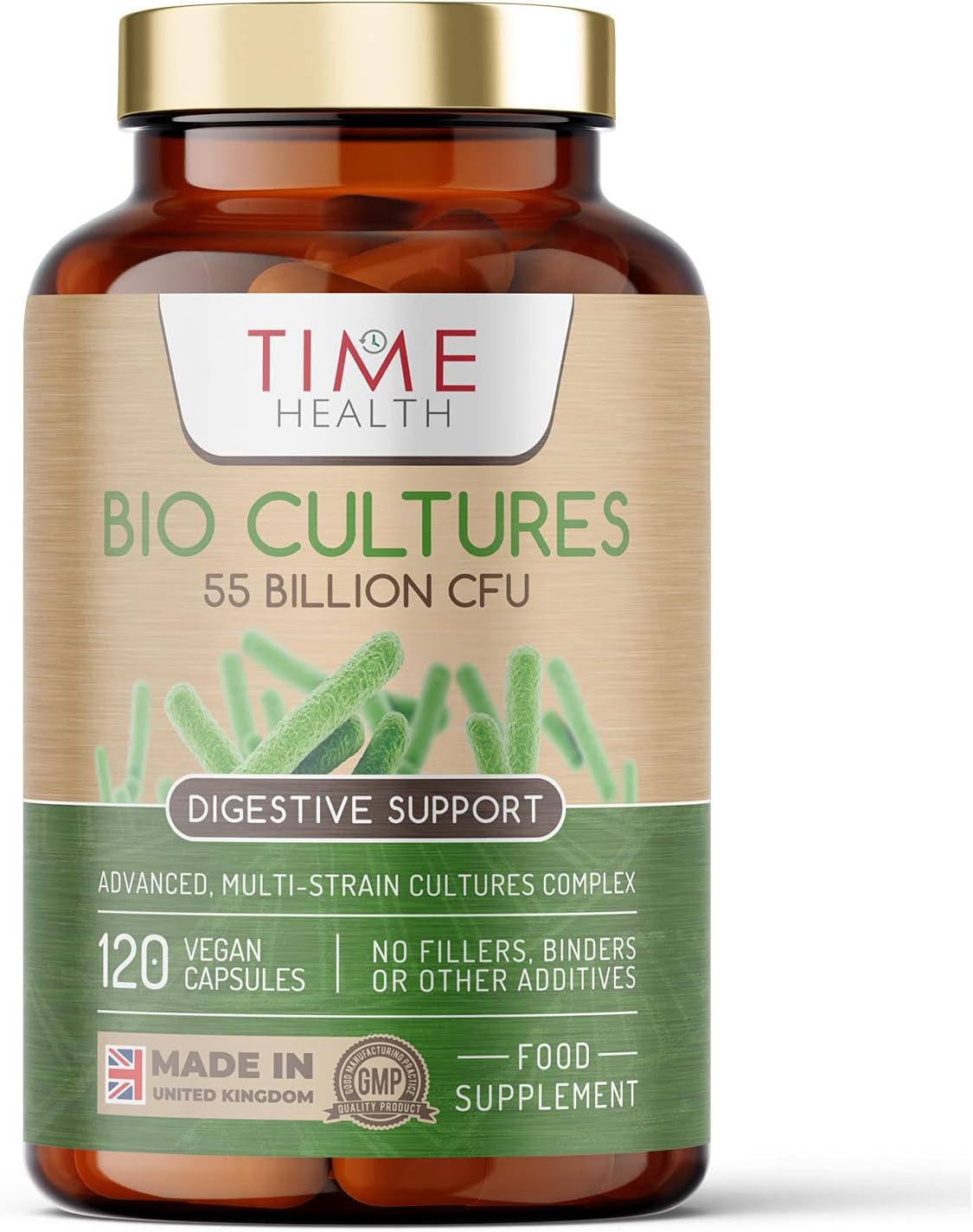 Bio Cultures Complex – 55 Billion CFU – Advanced 12 Strain Probiotic Formula - Digestion, Immunity & Cognitive Support – Vegan Probiotics – UK Made