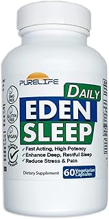 Eden Daily Sleep [New GABA Free Formula] – Fall Asleep Faster, Relax Your Muscles, Promote Deep and Restful Sleep (60 Vegan Capsules)