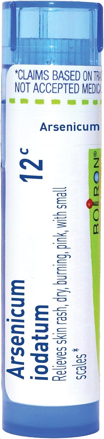 Boiron Arsenicum Iodatum 12C for Skin Rash, Dry, Burning, Pink, with Small Scales - 80 Pellets