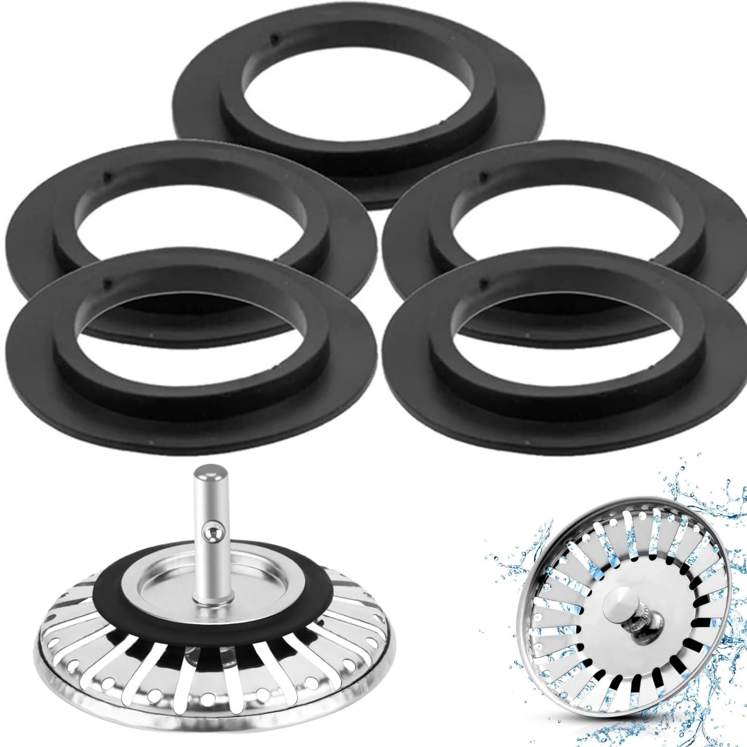 Difistik 5PCS Franke Sink Plug Rubber Seal O-Rings Washers Gasket Pop Up Basin Sink Waste Fitting for Basket Strainer 78 79 80 82 83mm Kitchen Drain Sealing Universal Replacement Accessories