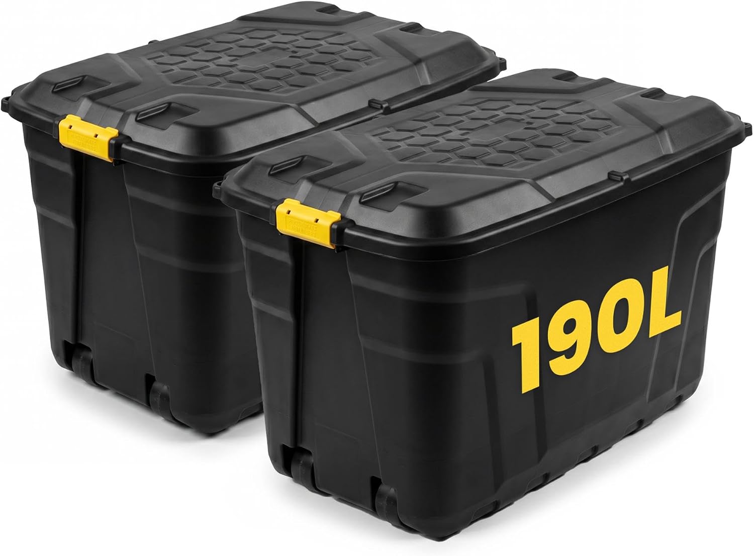 NOVECRAFTO 190L Storage Box on Wheels with Lid, 2 Pack, Padlockable, Black