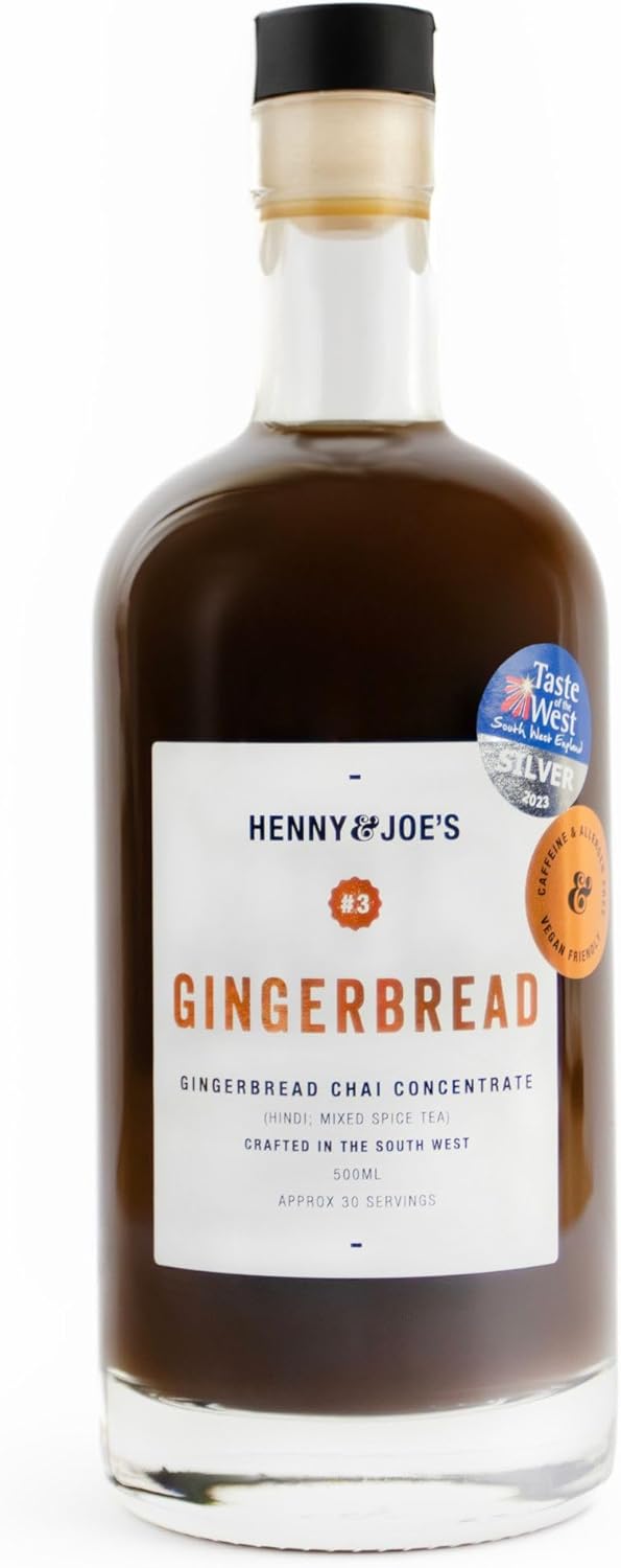 HENNY AND JOE'S Henny & Joes Gingerbread Chai Concentrate - Premium Indian Spiced All Natural Chai Syrup|Chai Latte|Chai Tea|Better than Chai Latte Powder|Ideal for Coffee Shops & Home(500ML)