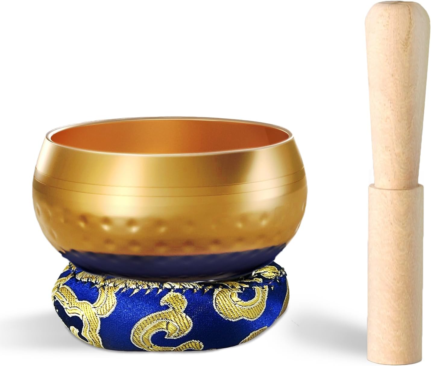 REGIS Tibetan Singing Bowl Set ， Mindfulness, and Stress Relief zen decor，Bowl Handcrafted in Nepal for Healing and Mindfulness(gold, 3 inch)