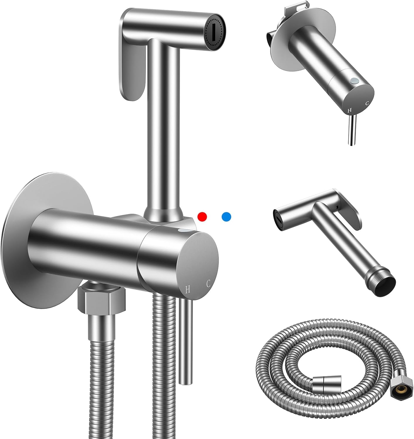 Arofa Built-in Hot and Cold Bidet Sprayer for Toilet, Warm Water Bidet with Adjustable Water Pressure, Dual Control Mode Toilet Sprayer with Toilet Hose for Feminine Wash, Wall Mounted