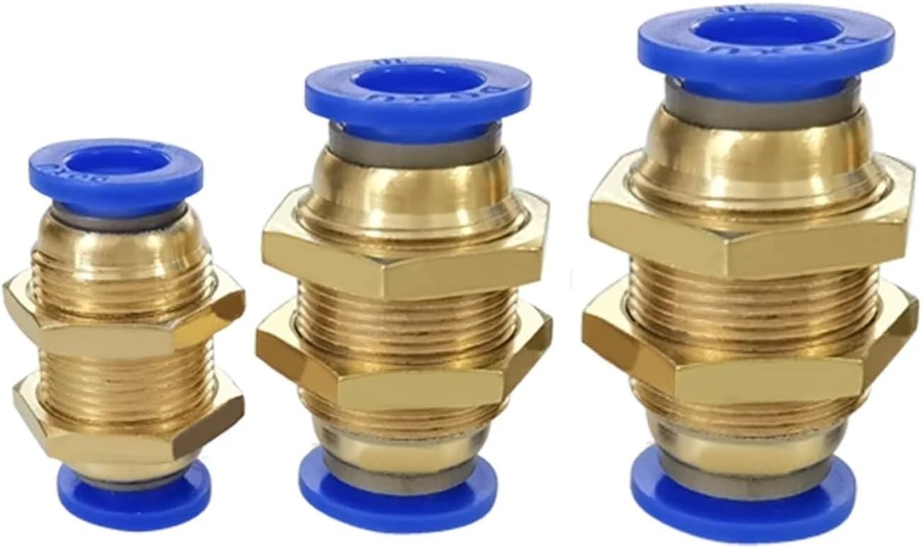 TaoHHU 10pcs/lot PM4 PM6 PM8 PM10 PM12 Quick Connector Bulkhead Straight Pneumatic Fittings(PM8)