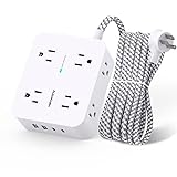 Surge Protector Power Strip - 8 Outlets with 4 USB (2 USB C) Charging Ports, Multi Plug Outlet Extender, 5Ft Braided Extension Cord, Flat Plug Wall Mount Desk USB Charging Station for Home Office ETL