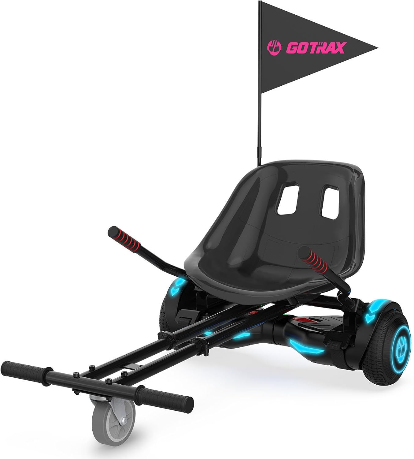Gotrax Hoverboard Kart Seat Attachment Accessory for 6.5" 8" 8.5" 10" Self Balancing Scooter, Adjustable Frame Length and Handlebar Control Buggy Attachment, Hover Board Go Kart Accessory Kids Adults