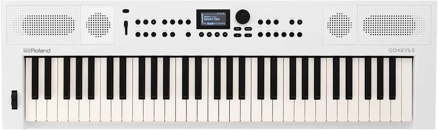 Roland GO:KEYS 5 Music Creation Keyboard | 61-Note Keyboard | Built-In Stereo Speakers | Mic Input | Bluetooth Audio/MIDI Support for Music Streaming - White