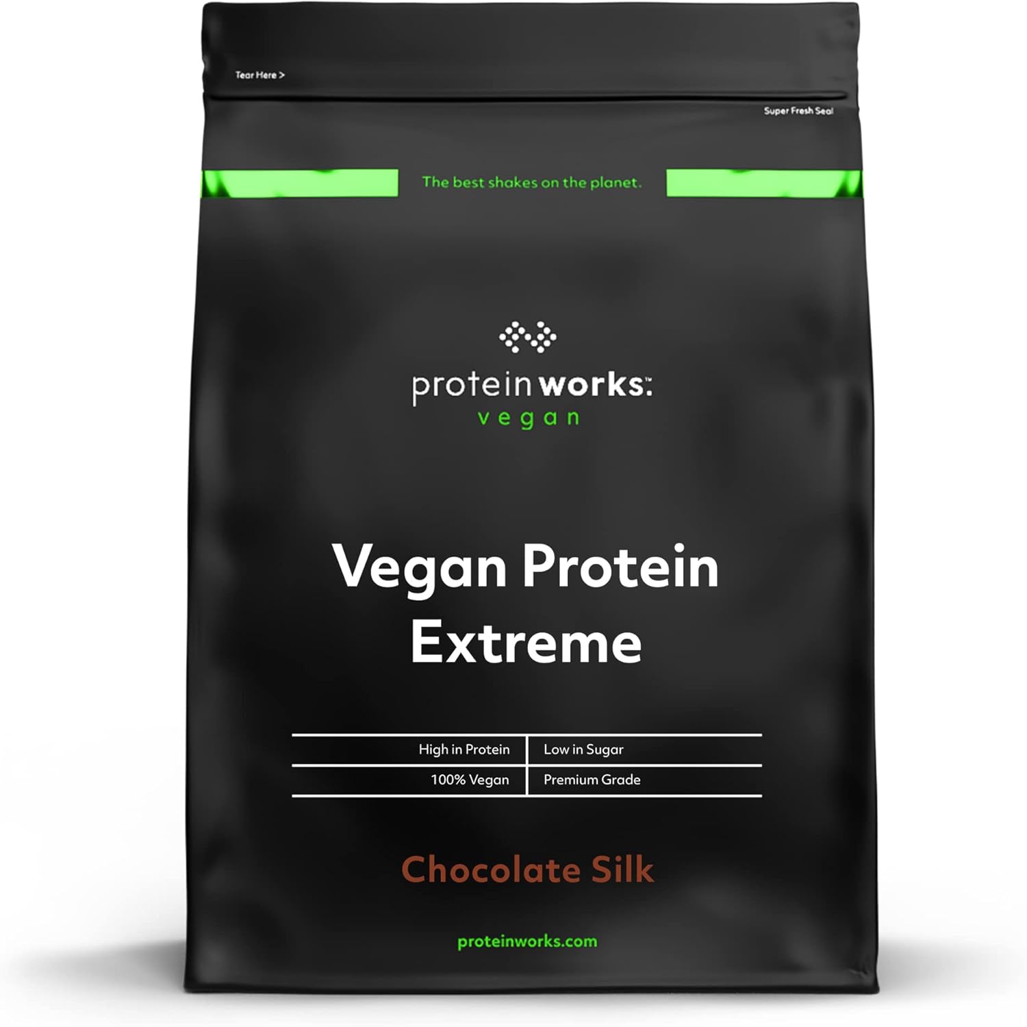 Vegan Extreme Protein Powder | 100% Plant-Based | Added Vitamins & Minerals | Low Fat Shake | Protein Works | Chocolate Silk | 2 Kg