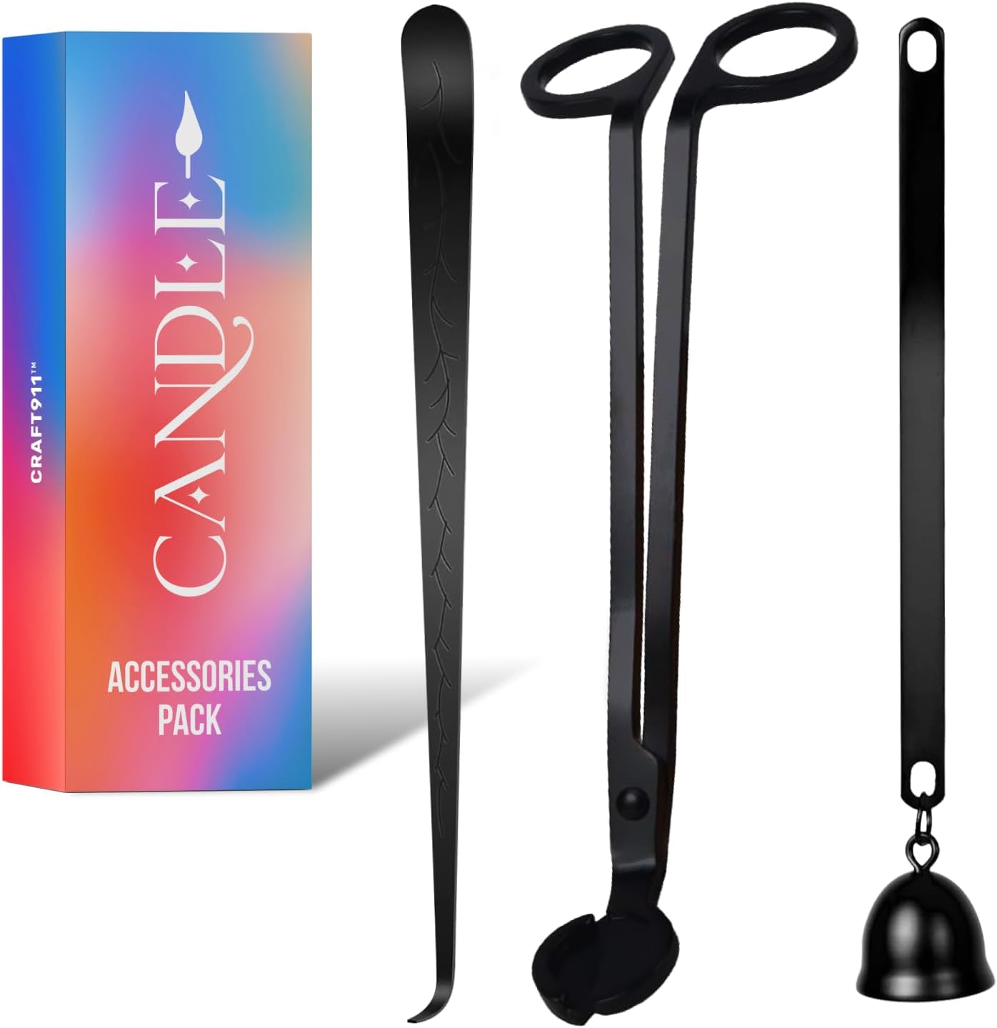 Candle Snuffer and Wick Trimmer with Dipper 3 in 1 Candle Care Kit for Candle Lover (Black)
