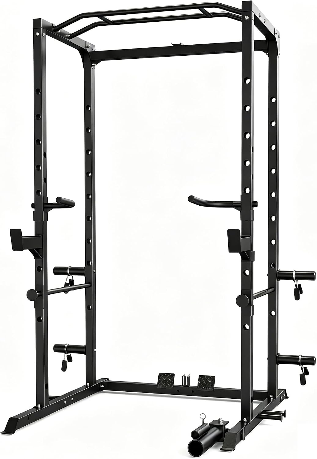 5-in-1 Power Rack Heavy Duty Home Gym | 5 Configs: Only, +Pulley, +Bench, +150LB, +240LB. 1200LB, 50x50mm, 83"H. J-Hooks, Safety Bars, Landmine. Olympic 2" Plates.