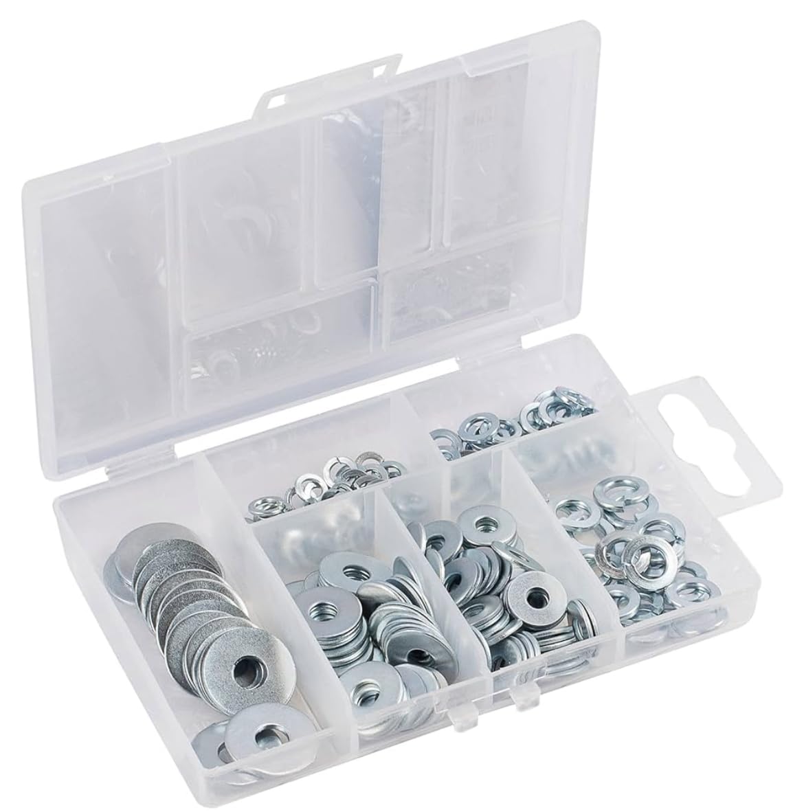 200 Piece Metal Flat Washers Assortment Set, Multi-size
