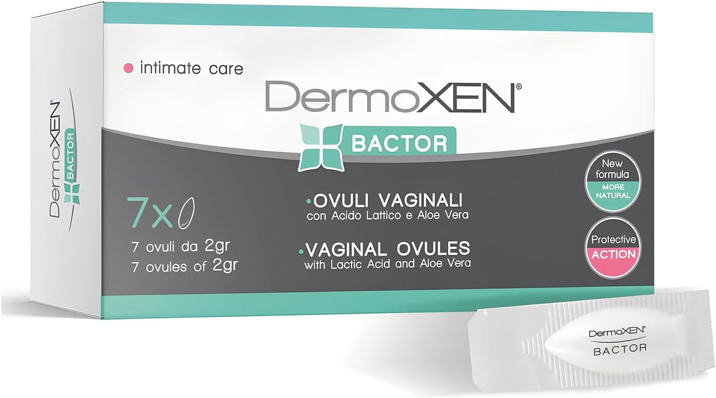 DermoXEN Bactor Suppositories for Bacterial Vaginosis & Yeast Infections | Intimate Care for Itching, Dryness | with Propolis & Aloe | pH Balance | Pregnancy-Safe Intimate Care | 7 Ovules