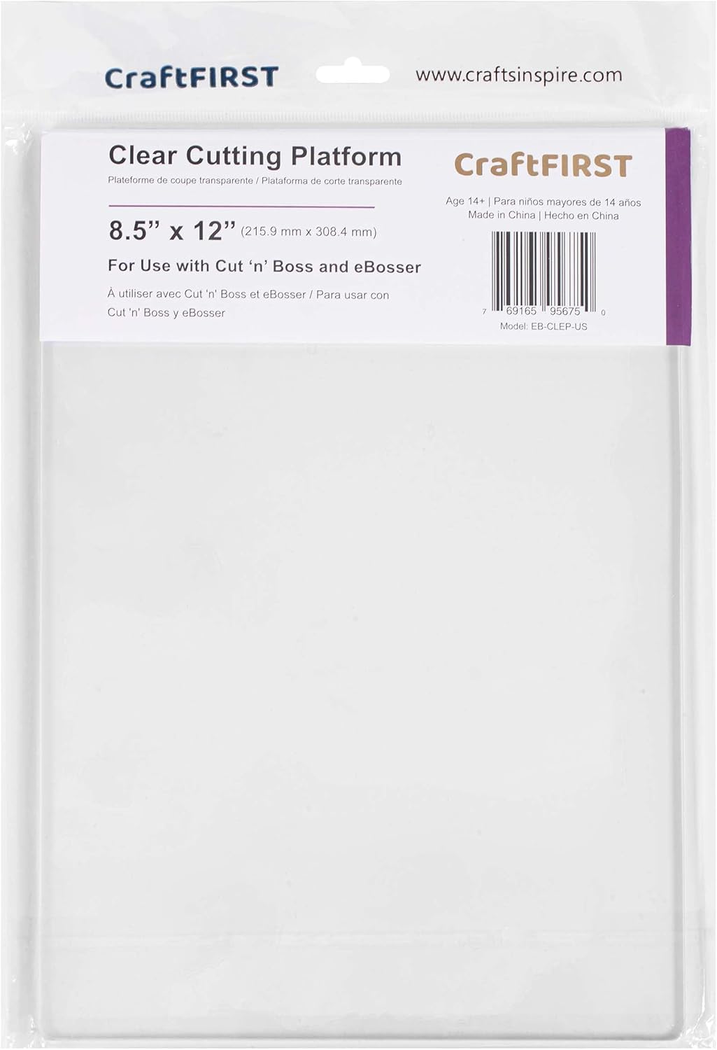 CraftFIRST 8.5 x 12'' Clear Cutting Platform for Cut 'n' Boss and eBosser Pack of 2,Transparent