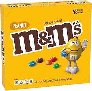 M&M'S Full Size Peanut Milk Chocolate Candy Bulk Pack, 1.74 oz, 48 ct Box