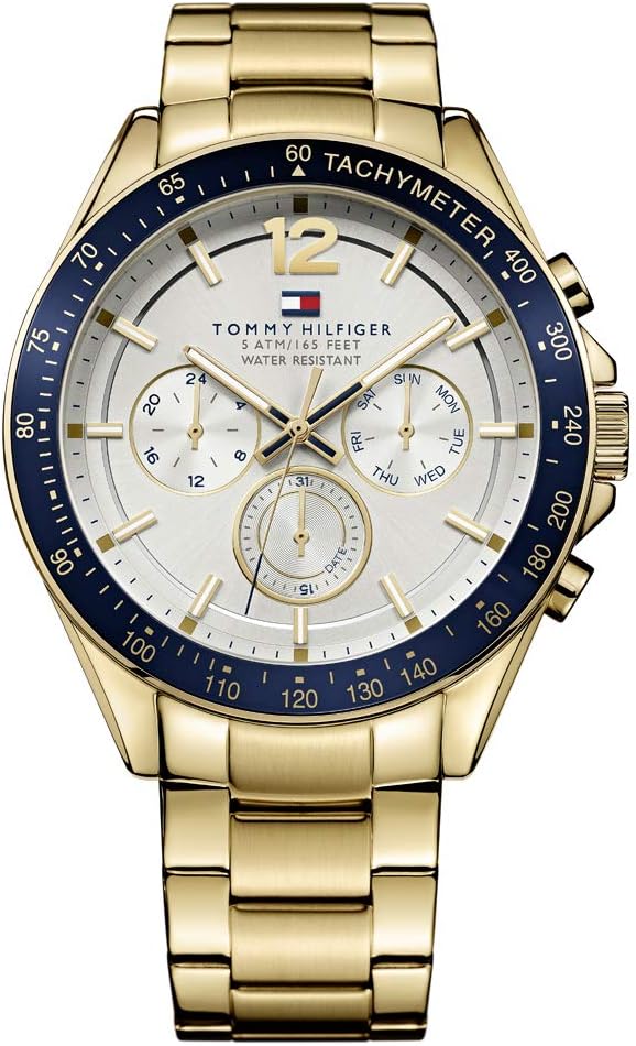 Tommy Hilfiger Men's Multifunction Quartz Watch - Silver White Dial, 3 Sub-Dials, Stainless Steel or Leather Bracelet, 5ATM Water Resistant