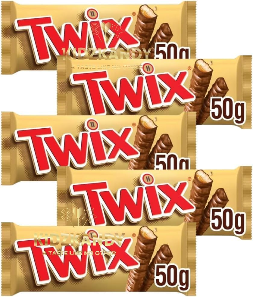 Twin Caramel Chocolate Bar Bundle Consisting of Caramel & Milk Chocolate Fingers Biscuit Snack Twin Bars 50g Birthday, Party Gift, Valentine, Easter & More - Kidzkandy (Twix-24-Pcs)