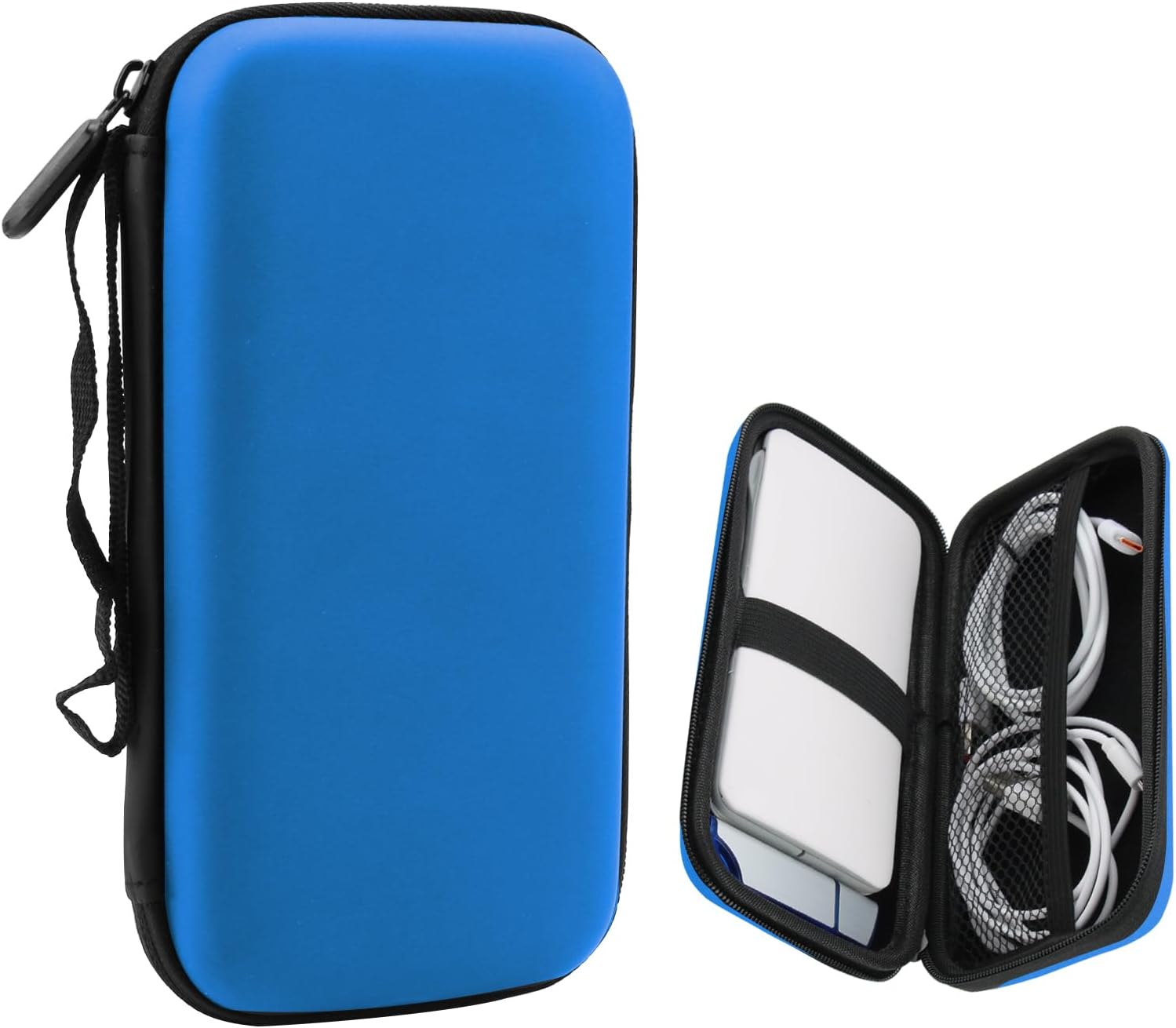 Power Bank Case Shockproof Carrying Case Travel Cable Organiser Hard Drive Case Travel Bags Organiser EVA Tech Pouch Multifunctional Cable Bag for Electronics Travelling Essentials Accessories (Blue)