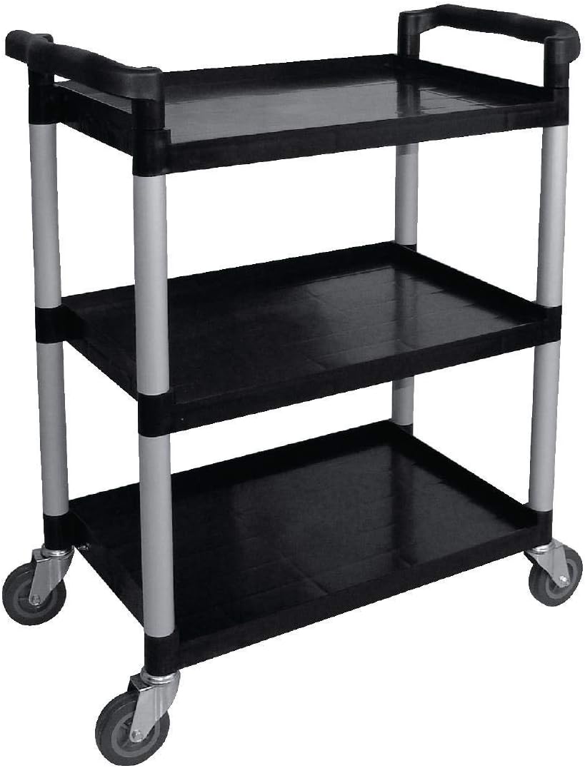 Vogue Polypropylene Mobile Trolley - Small, Black & Silver, Size: 950(H) x 825(W) x 412(D)mm, Capacity: 130 kg, Restaurant Catering Trolley, CF101