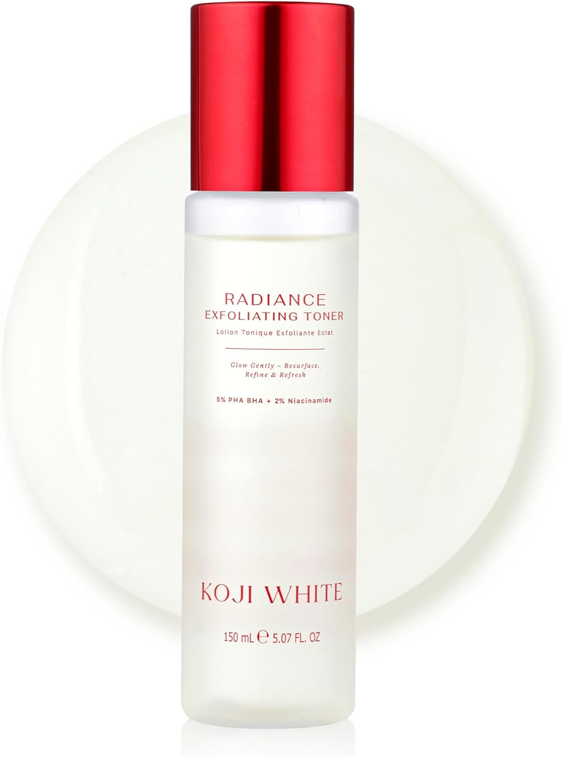 Koji White Exfoliating Toner for Face with 5% PHA BHA Toner, 2% Niacinamide, Kojic Acid & Hyaluronic Acid | Hydrating & Soothing Facial Toner | Unscented, Sensitive, Vegan, 150ml (5.07 Fl Oz)