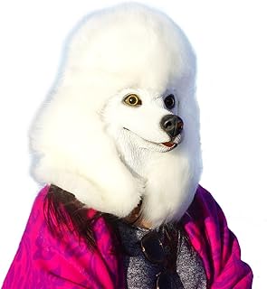 Dog Mask Poodle Head Face Costume Novelty Halloween Party Dressing Up Masks For Adults And Kids (White poodle)
