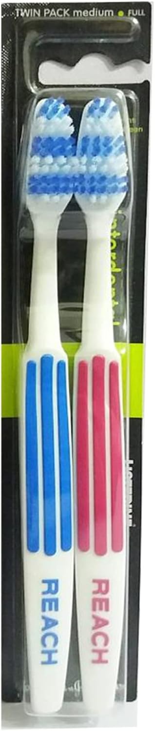 Listerine Duo Reach Interdental Medium Toothbrush - Pack of 2, Multicolor