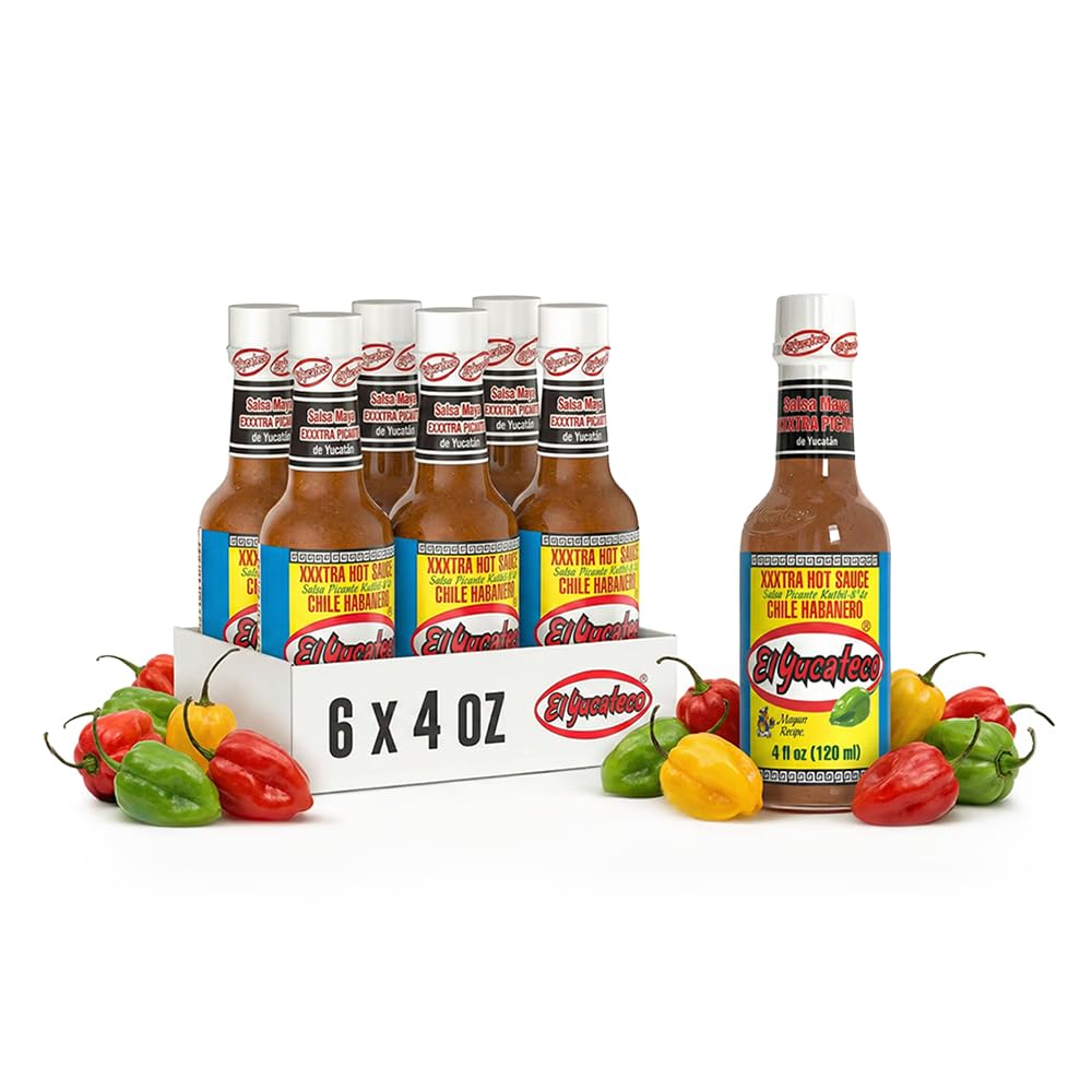 El Yucateco XXXtra Hot Habanero Sauce – Authentic Mexican Chile Habanero Sauce, Extra Heat, (4 fl oz /120 ml), Imported from Mexico (Pack of 6)