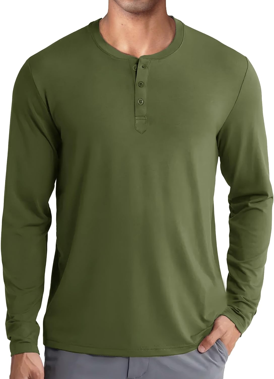 COOFANDY Men's Jumper Henley Long Sleeve T-Shirt Knitted Pullover Grandad Shirts Soft Warm Knitwear Solid Sweater 3 Buttons