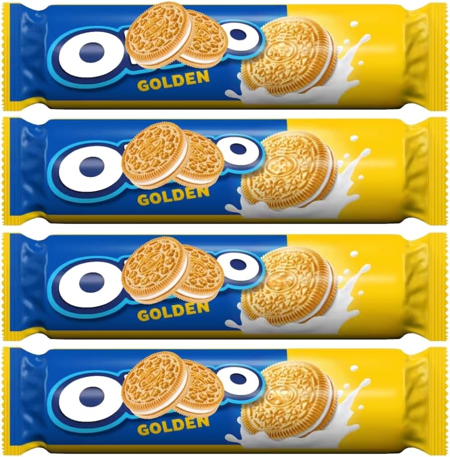 Classic Golden Sandwich Cookies with Smooth Vanilla Creme Filled – Individually Wrapped for Freshness, Pack of 4