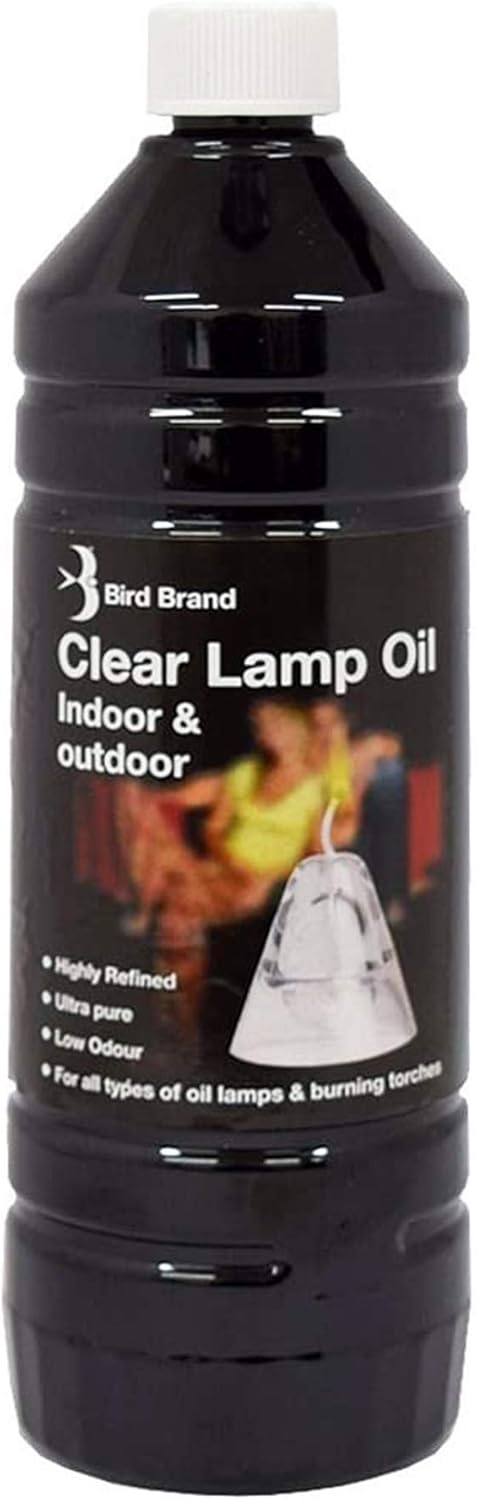Bird Brand Clear Lamp Oil for Indoor & Outdoor Use, Smokeless Fuel, 1 Litre