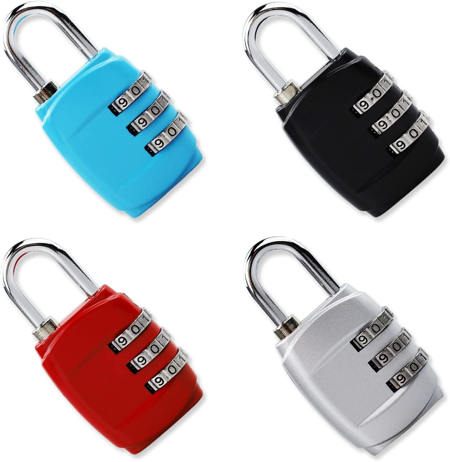 4 Pieces Luggage Locks Combination Padlocks 3 Digit Combination Padlock Codes with Alloy Body for Gym Lockers Travel Bag Suit Case Fence gate Shed Garage Bike Locks (4 pcs)