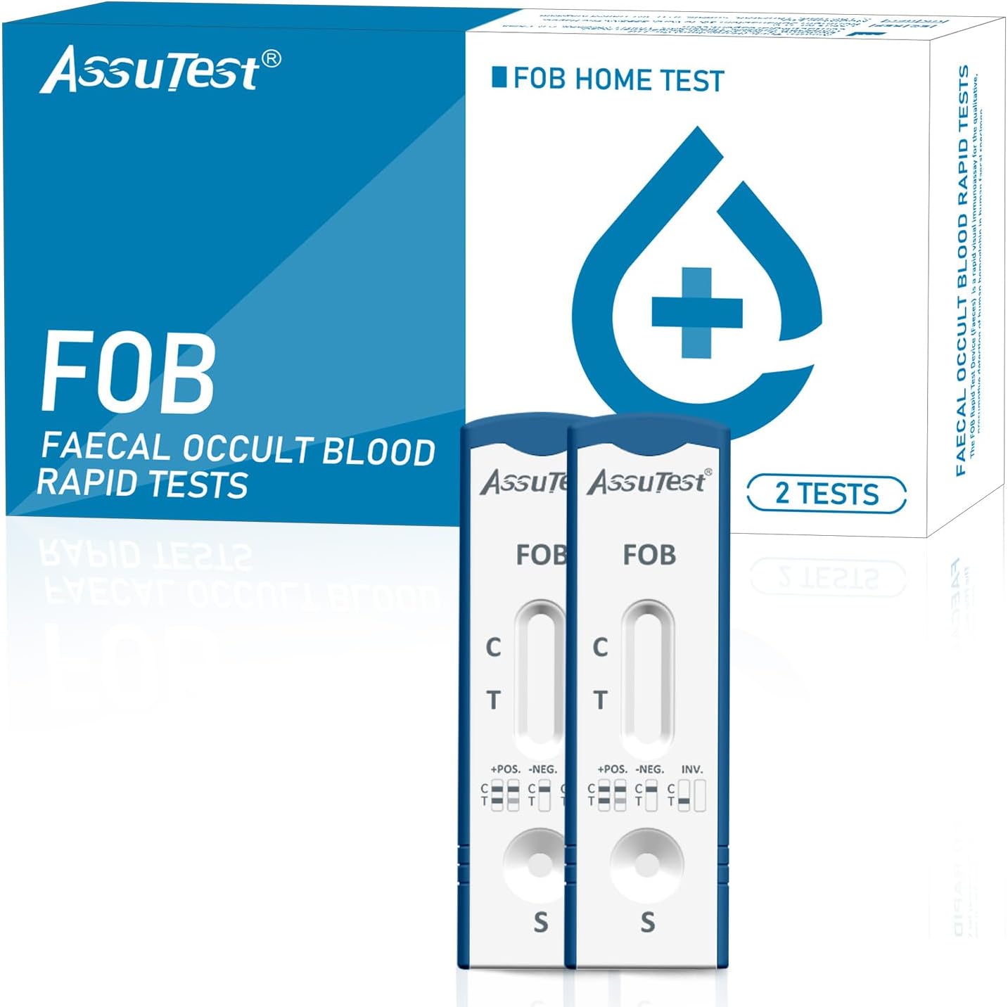 AssuTest Bowel Health Test Kit, 2 Tests, Rapid at-Home Colon Screening for Occult Blood, Easy to Use