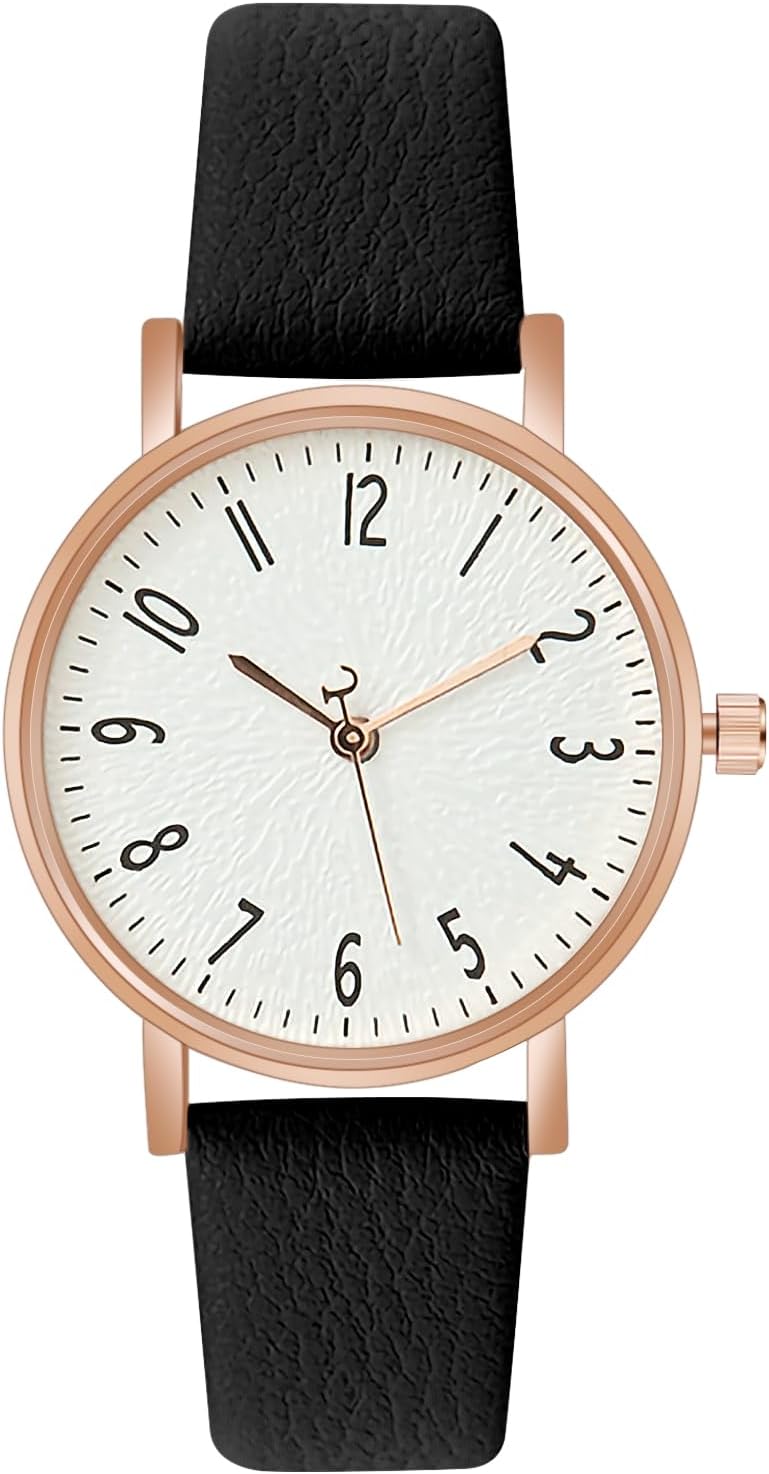 OFFCUP Women's Leather Quartz Watch, Leather Strap Ladies Watches, Analog Quartz Watches with White Dial, 3 Hand, Premium Fashion Wrist Watch for Women Ladies Girls