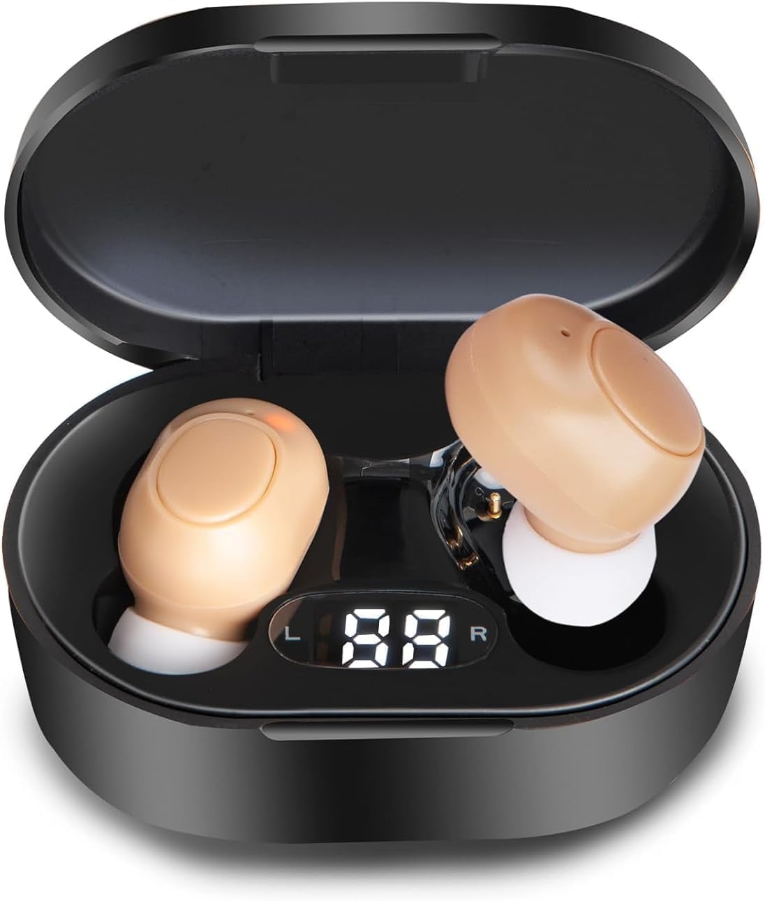 Hearing Aids, Miniature Hearing Amplifiers for Adults with Noise Cancelling, Rechargeable Hearing Aids for Seniors with Crystal Clear Sound, and LED Power Display
