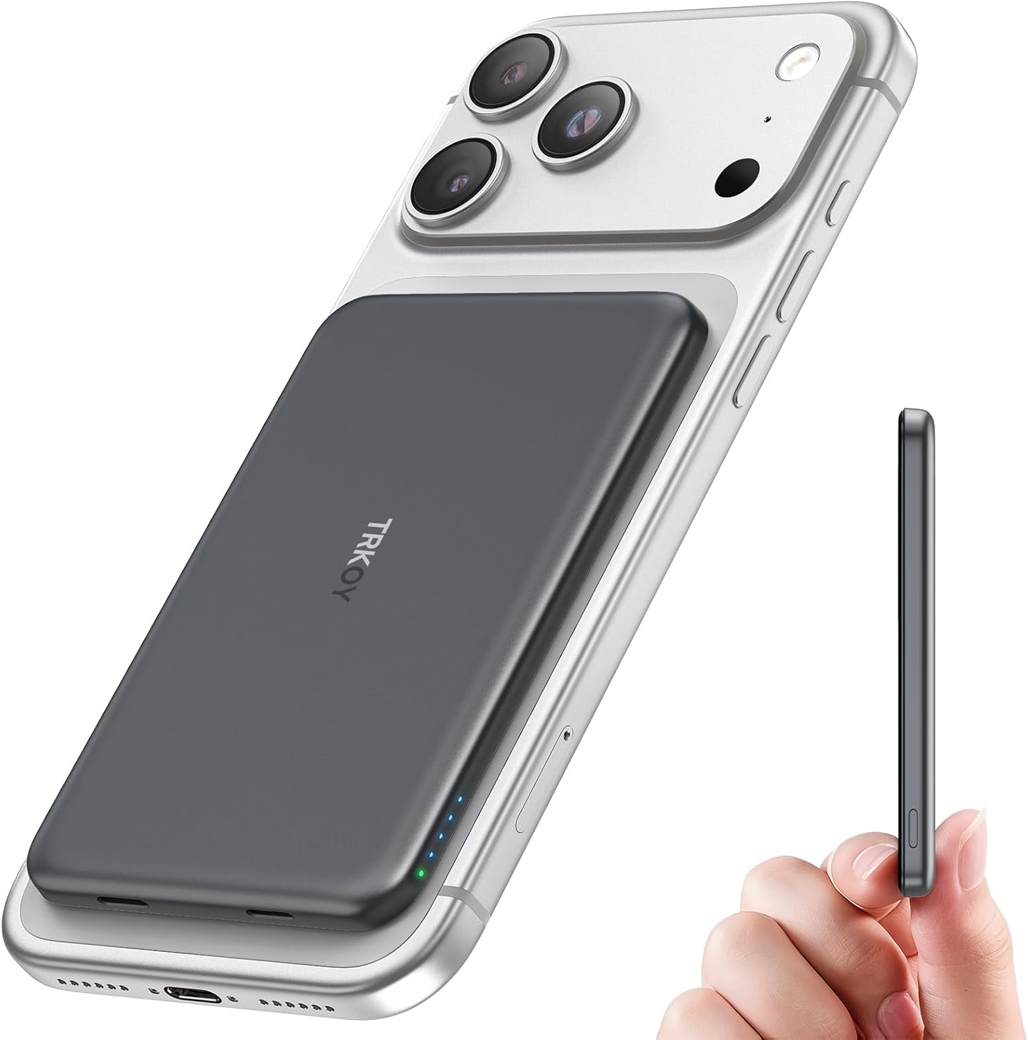 for Magsafe Power Bank, 5000mAh Ultra-Slim Wireless Portable Charger,Magnetic Power Bank Fast Charging with USB-C Charging, Phone Charger Battery Pack Compatible with iPhone 17/16/15/14/13/12