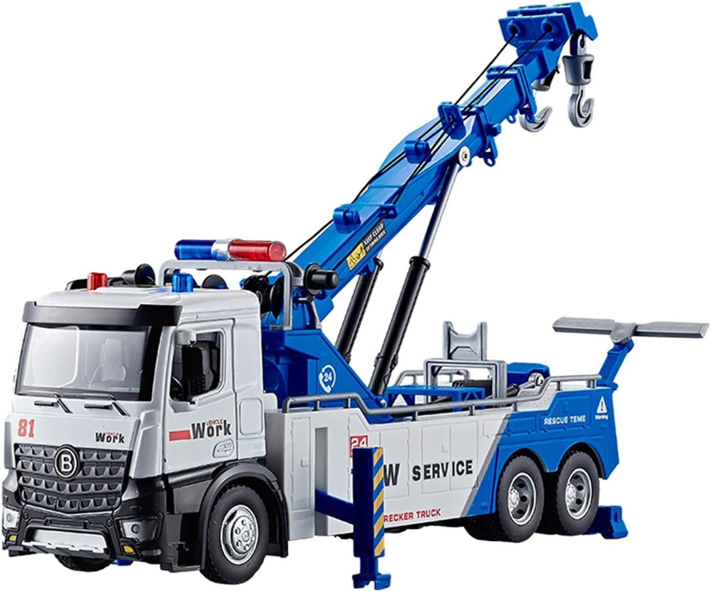 F Fityle 1: 24 Scale Crane Truck Toy Diecast Crane Model Party Favors for Ages 3+ Boys Realistic Tow Truck Model Valentines Day Gifts