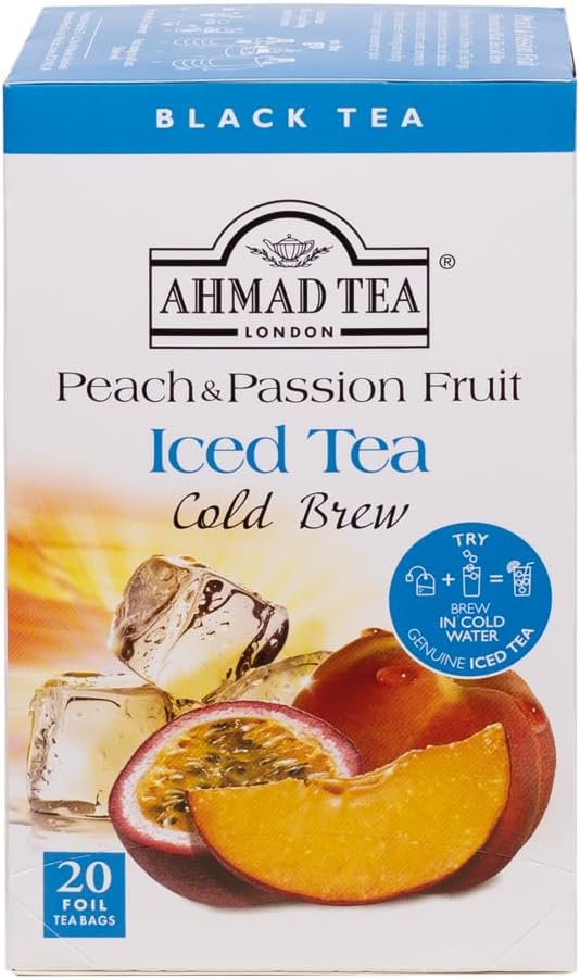 Ahmad Tea Peach & Passion Fruit Cold Brew | Black Tea - 20 Teabag Sachets