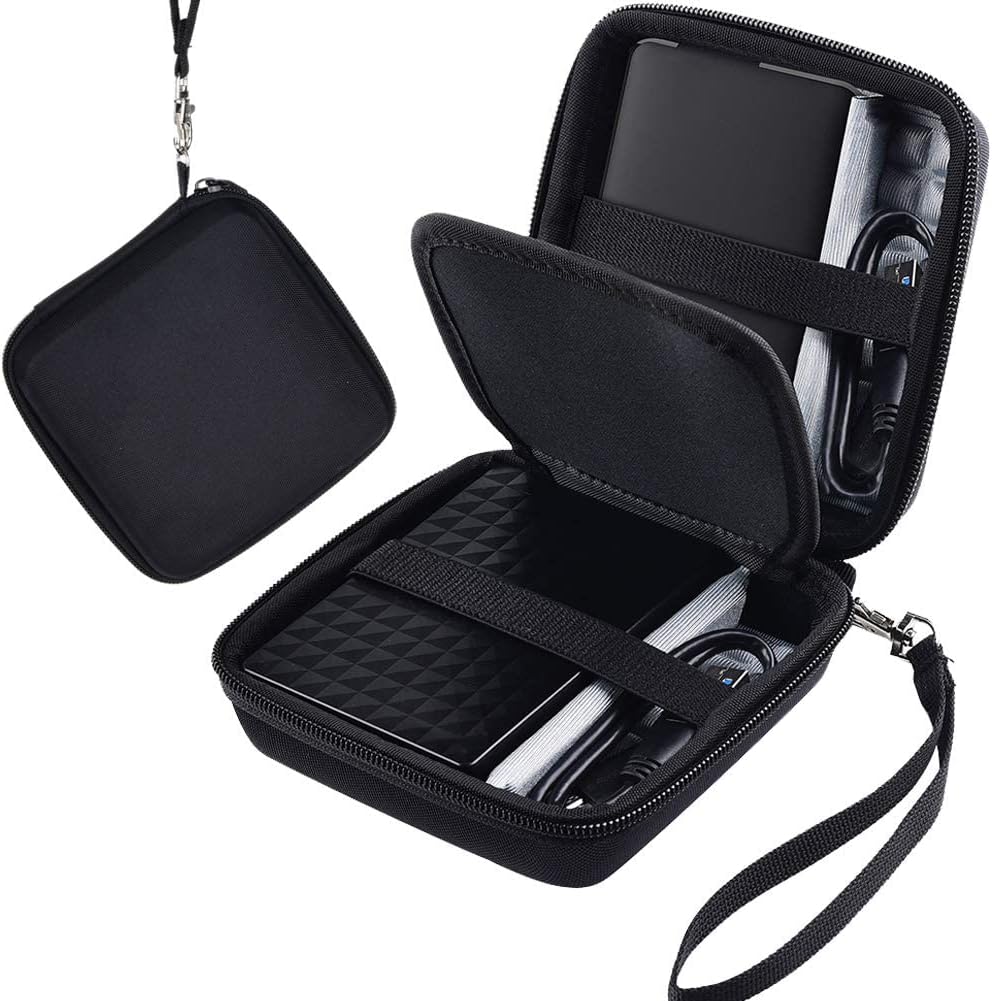 COMECASE Hard Case Compatible with WD Elements/Black My Passport/Toshiba HDTB410XK3AA Canvio Basics/Seagate Expansion/Backup Plus Slim 1 2 3 4 TB Portable External Hard Drive USB 3.0, Holds 2 Pack