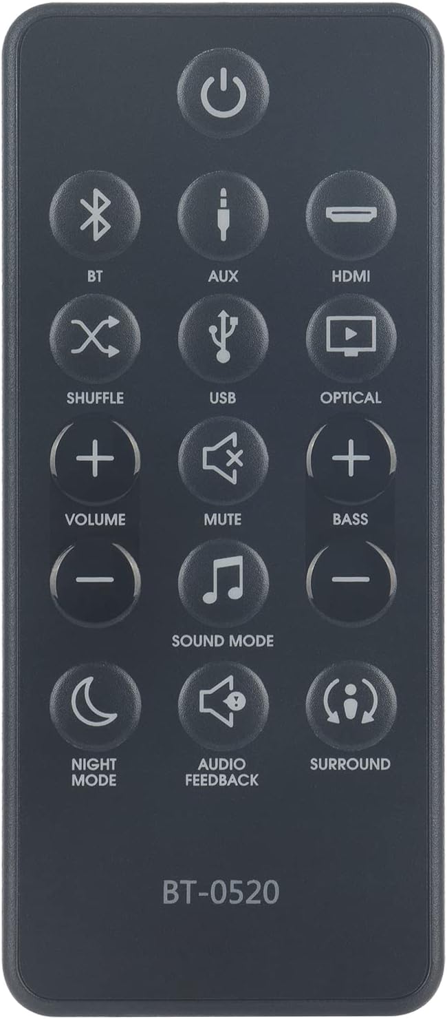 BT-0520 Replacement Remote Control Applicable For JBL Bar 2.0 Remote Control All-In-One Soundbar JBLBARSBLKAM JBLBAR20AIOBLKAM JBLBARSBLKCN JBLBARSBLKEP JBLBARSBLKBSUK JBLBARSBLKUK JBLBARSBLKJN