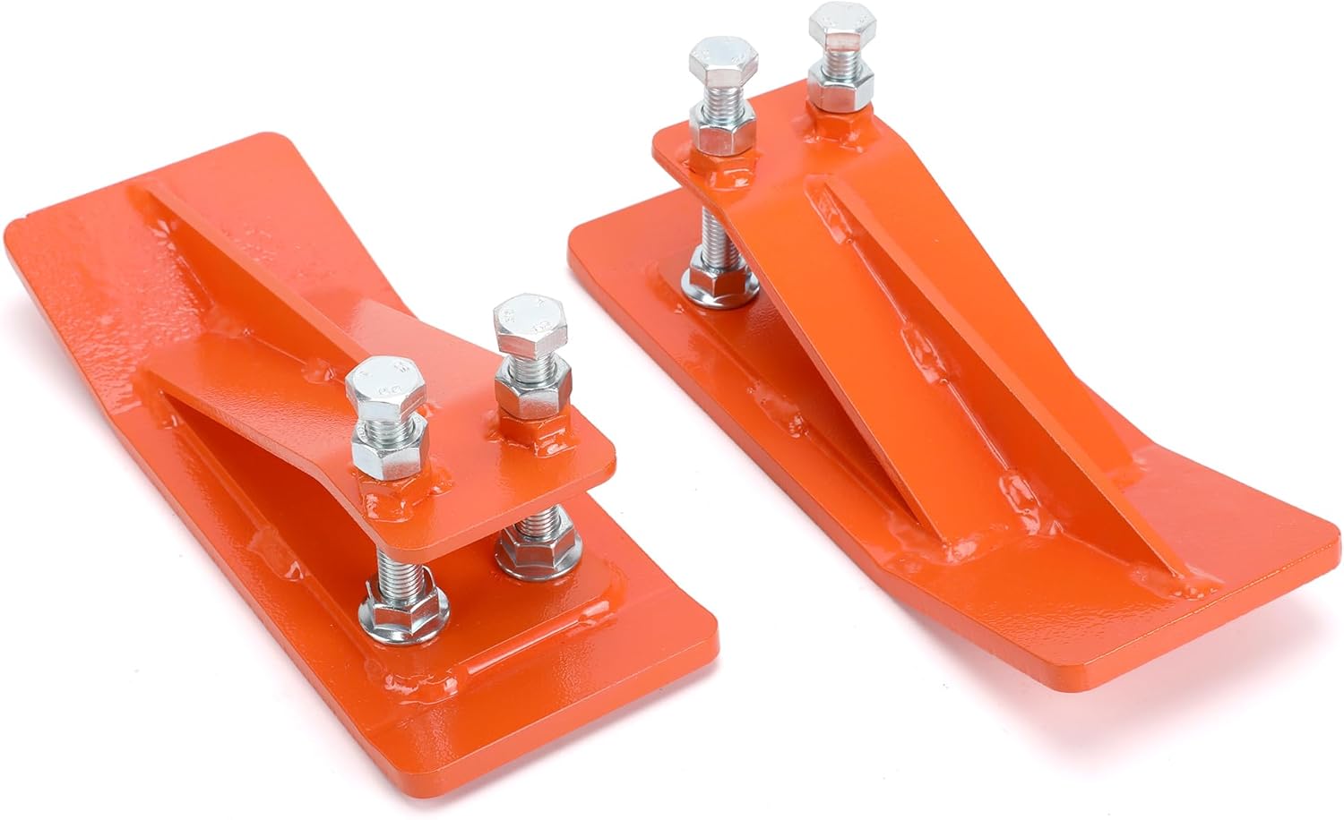 2Pcs Tractor Bucket Protector,Bucket Edge Anti-Skid Device,Double Hexagon Lock Nuts and Bolts,for Snow Leaves Removal Spreading Gravel,Orange