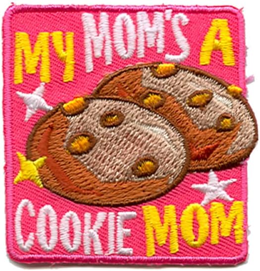 My Mom's a Cookie Mom Iron-on Patch, Embroidered, 2 Inches, Art Deco Style Girl Boy Cub Badge