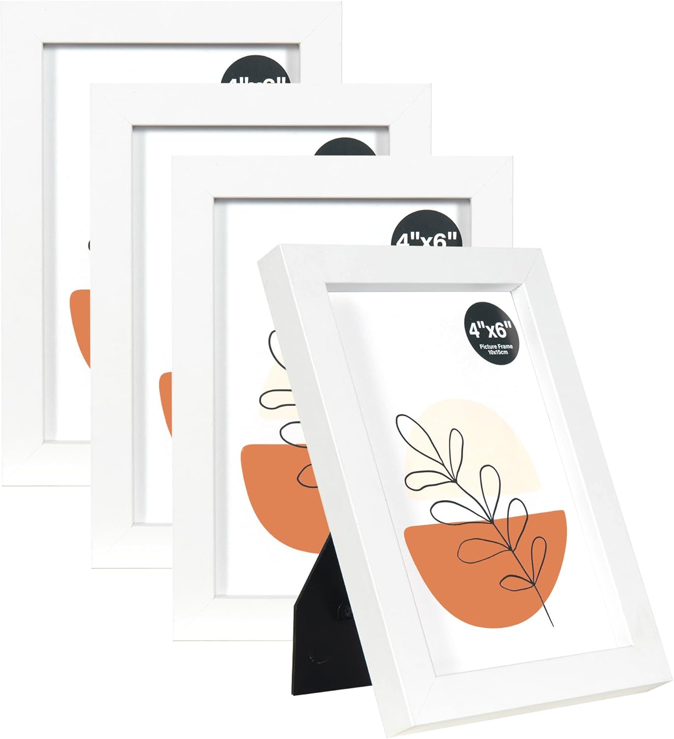 KAIWIN White 6x4 Inch Picture Frames Set of 4, with Acrylic Glass for Table Top Display and Wall Mounting Photo Frame