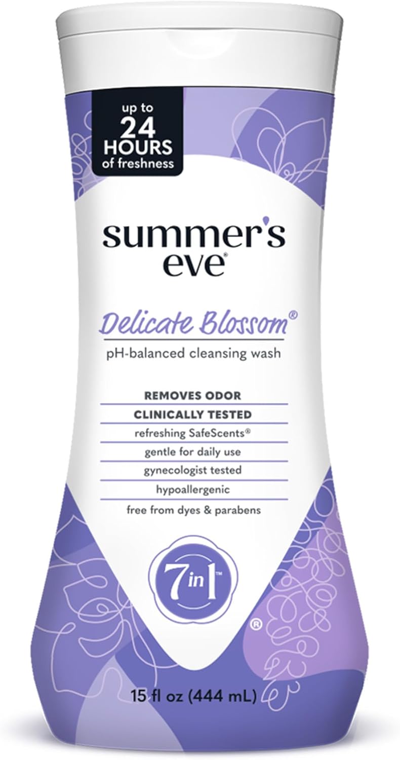Summer's Eve Delicate Blossom Daily Refreshing All Over Feminine Body Wash, Removes Odor, Feminine Wash pH Balanced, 15 fl oz