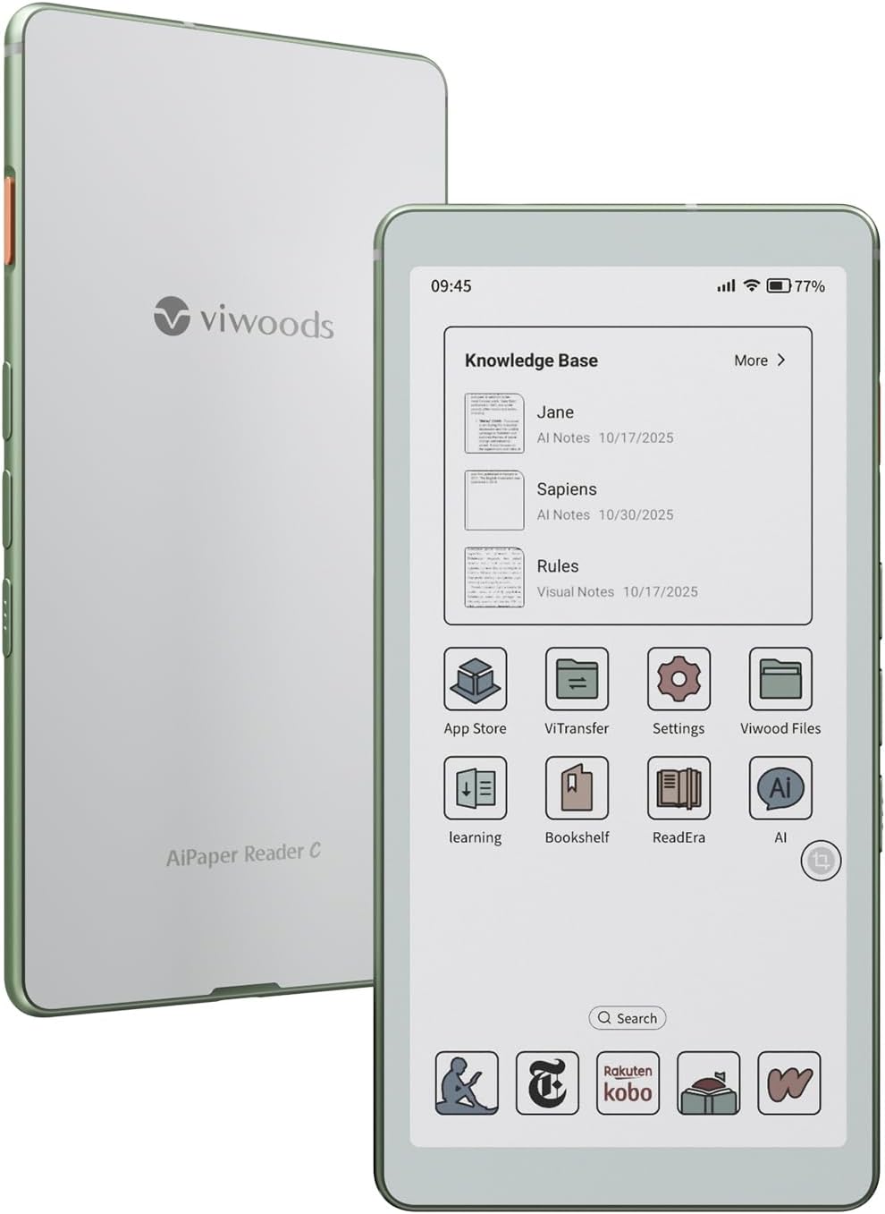 VIWOODS 6.13'' AiPaper Reader C with Color Display, E Ink eReader Device with Adjustable Warm and Cool Light, Ultra-Thin & Light, AI Integrated, 128GB Storage