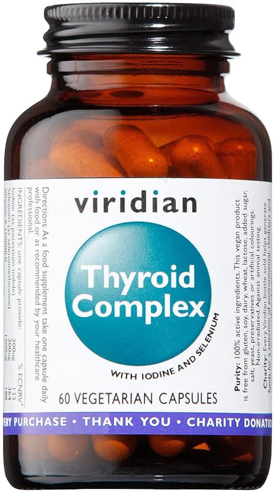 Viridian - Thyroid Complex - 60 Caps | Iodine & Selenium with Zinc, Vitamin A, Iron & B Vitamins | Normal Thyroid Function, Reduction of Tiredness & Fatigue | Nutritionist Formulated