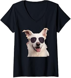 Womens Dog With Sunglasses. Animal Puppy Doggy Pooch Mutt Fido V-Neck T-Shirt