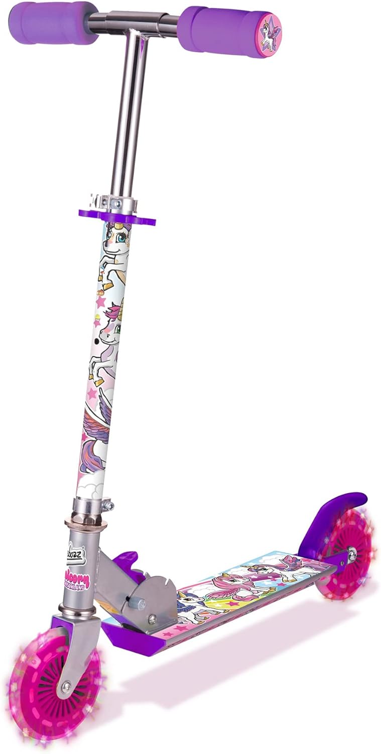 Ozbozz SV13988 Unicorn Scooter with 2 Light up Wheels, Pink Purple Silver