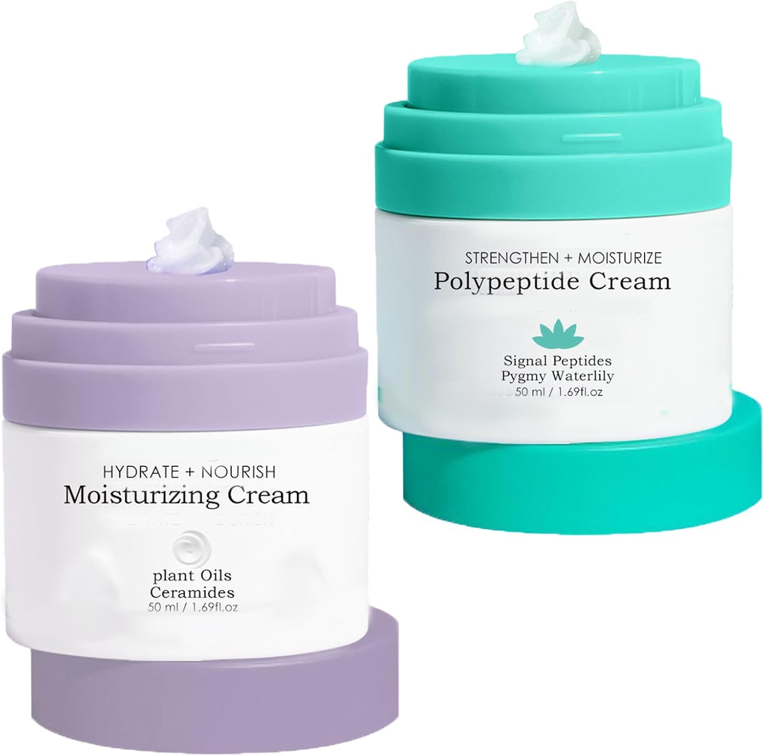 Firming Face Cream,2PCS Face Moisturizer with Vitamin E,Anti Wrinkle Face Cream+Hydrating Facial Moisturiser,Collagen Daily Moisturiser Face,Dark Spot Remover for Face,Day & Night Cream (purple+green)