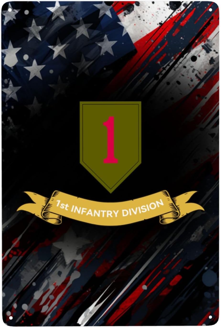 1st Infantry Division Elegant Iron Wall Art 8x12 In Handcrafted Iron Canvas Home Decor